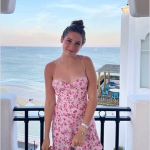 Pink Floral Mini Dress